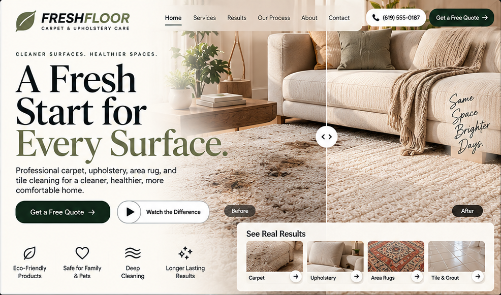 FreshFloor Carpet & Upholstery Care — Home desktop design concept