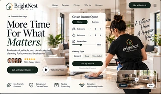 BrightNest Cleaning Co. — Home desktop design concept