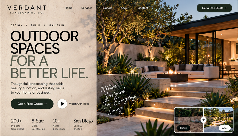 Verdant Landscaping Co. — Home desktop design concept